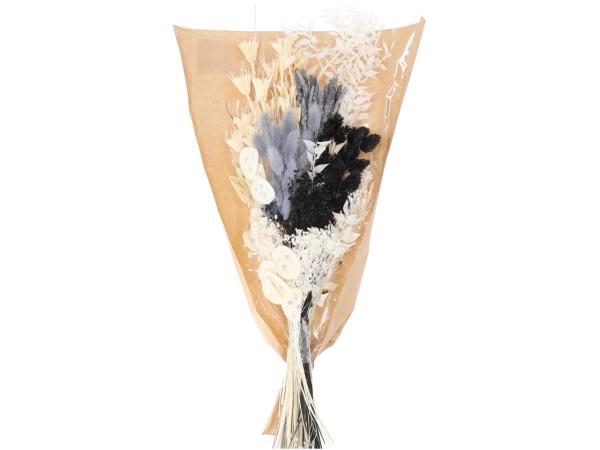 Trockenblumen Bouquet 150gr/Bd weiss schwarz grau L60-70cm