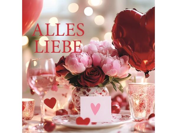 Geschenkkärtchen mini "Alles Liebe" quadratisch  12St Doppeltkarte B75 H75mm