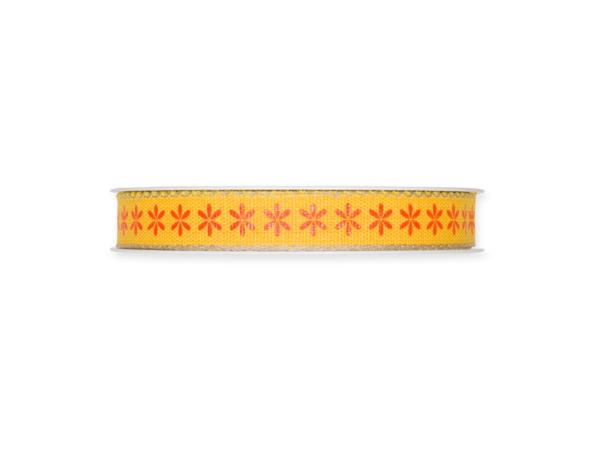 Band Blütendruck 15mm 18mr Leinenkante 19% Leinen, 81% Polyester 15mm 18mr