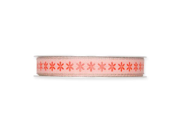 Band Blütendruck 15mm 18mr Leinenkante 19% Leinen, 81% Polyester 15mm 18mr