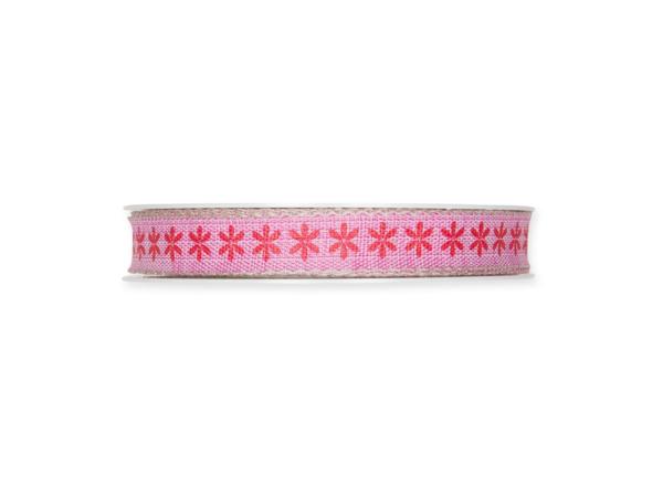 Band Blütendruck 15mm 18mr Leinenkante 19% Leinen, 81% Polyester 15mm 18mr