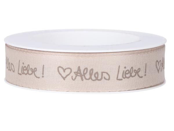 Band Baumwolloptik Alles Liebe 15mm 18mr 15mm 18mr