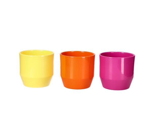 Kübel 77 D11cm gelb/orange/pink glanz sort. 