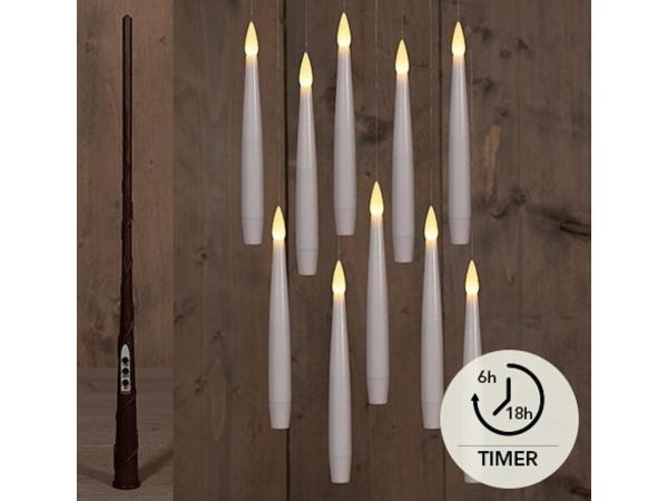 Stabkerze Schwebend 10St/Set inkl. Zauberstab, Draht u Timer H15cm