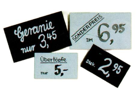 Ersatzschilder 11X6,5cm schwarz B11 H6,5cm