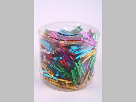 Klammern Kst mini i Dose metallic bunt sort. 200St (Wäscheklammer)
!! Aktionsartikel- Kein Umtausch / Rückgabe möglich !! L2,5cm