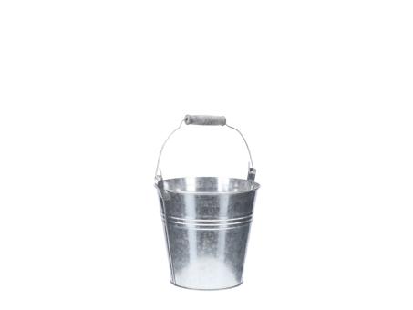 Kübel Zink m Bügel Holzgriff grau D16(11) H15cm