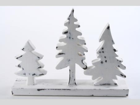 Deko Holz Tannenbäume x3 Winterlandschaft   B36 T6 H16-26cm