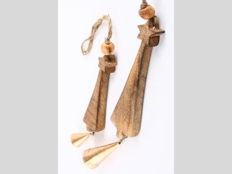 Hänger Tannenbaum Holz m Stern -Glocke Blech   B3,5 T2 H20 L32c