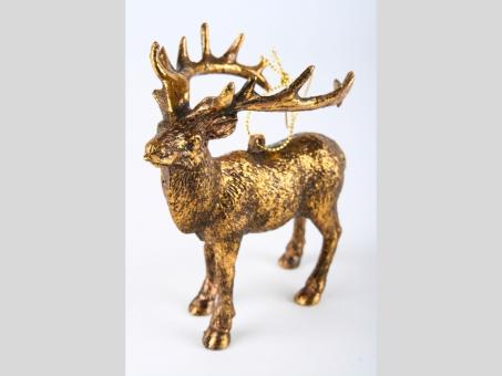 Hänger Hirsch stehend Kst metalllic  B12 T6 H10cm