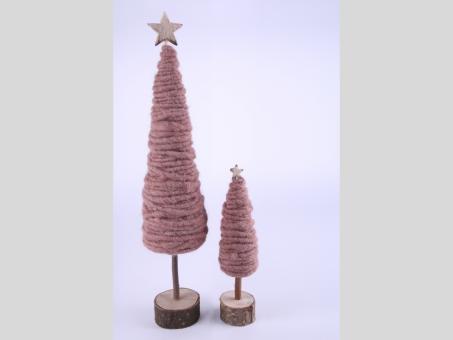 Tannenbaum Wollkordel a Holzscheibe z Stellen   D10 H46cm