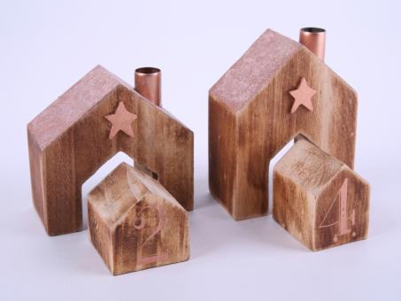 Haus Holz 2 Mod natur-kupferrose   B7-8 T4 H8/9cm