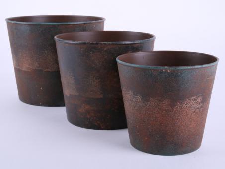Topf Kunststoff D15 metallfinish rost-petrol   D12/15 H13cm