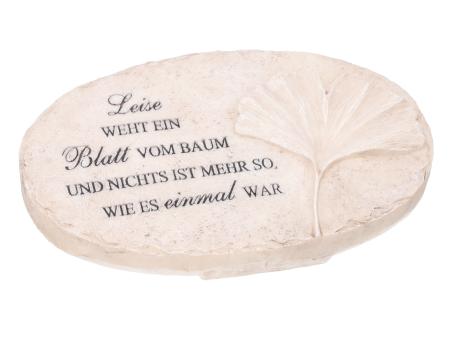 Platte Spruch oval Ginkoblatt B24 T9 H16cm