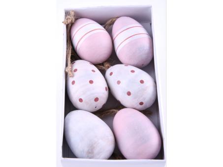 Ei Holz mix 3mod weiss-rosa z Hängen   D3,5 H5cm