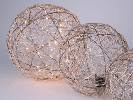 Drahtkugel rosegold LED beleuchtet 15 Lichter warmwhite   D15cm