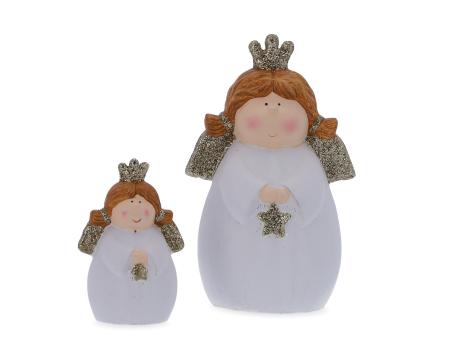 Engel Cindy Keramik m Stern u Krone Glitter   B13,5 T11 H22,5cm