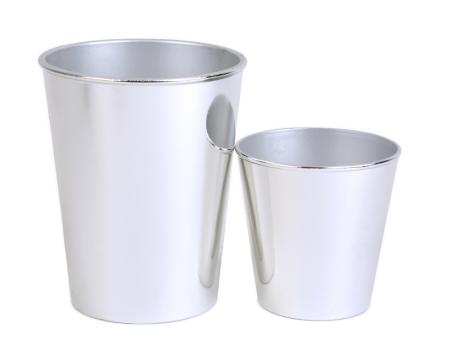Topf Kunststoff metal plated   D7,5-10,5 H10,5cm
