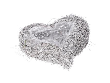 Pflanzherz Luftwurzel white washed  D25 H8cm