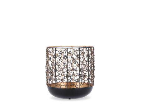 Windlicht Drop Metall innen gold   D26 H26cm