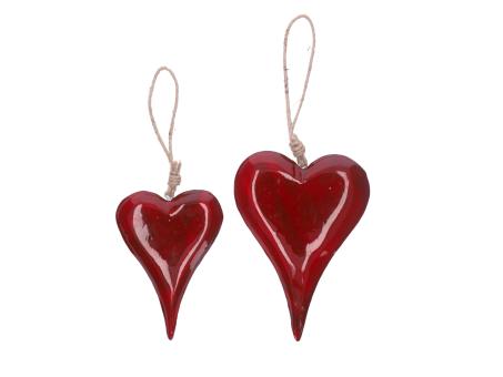 Herz Mangoholz Emaille a Jutehänger 