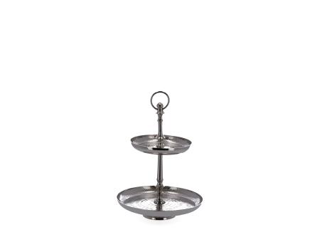 Etagere Alu gehämmert vernickelt   D16/24 H32cm