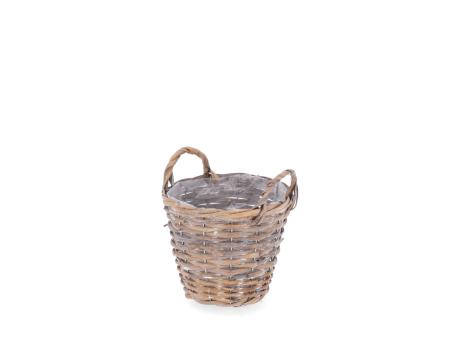 Korb Rattan gespalten m Henkel konisch D13/20 H17/22cm