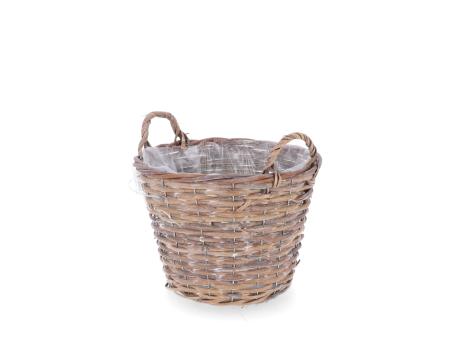 Korb Rattan gespalten m Henkel konisch D18/28 H21/27cm