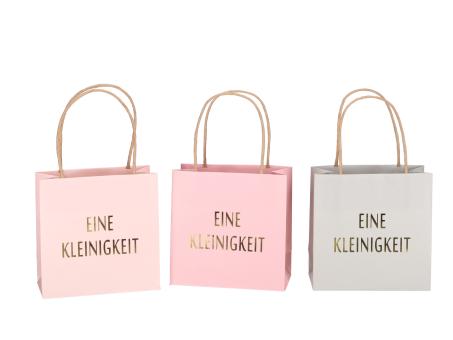 Geschenktüte bedruckt "Eine Kleinigkeit"  3fb sortpastell B16 T8 H16cm