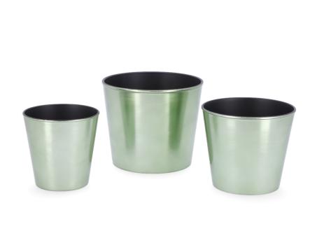 Topf Kunststoff foliert gebürstet  D12/15 H13cm
