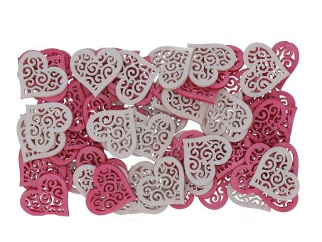 Herz Holz durchbrochen z streuen 72St/Box  D4cm