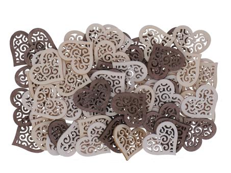 Herz Holz durchbrochen z streuen 72St/Box  D4cm