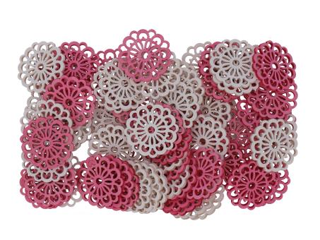 Rosette Holz durchbrochen z streuen 72St/Box  D4cm