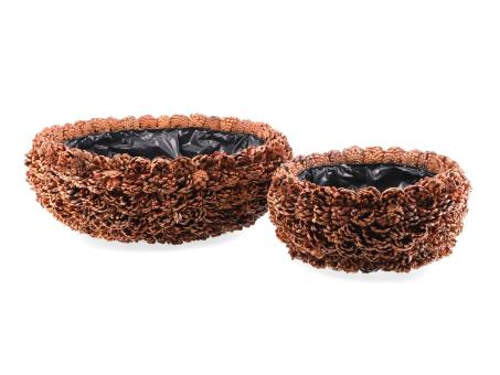 Schale Pinienzapfen rund flach Set2   D35/48 H15/16cm