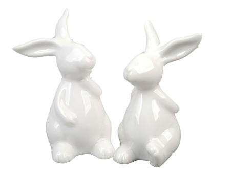 Hase Porzellan glasiert 2Mod D6 H10cm