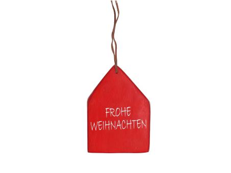 Hänger Haus Holz "Frohe Weihnachten"   B10 T1,8 H14/24cm