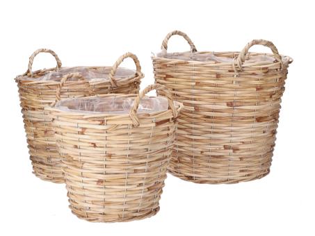 Korb Rattan gespalten m Henkel D27/30/34 H24-28cm