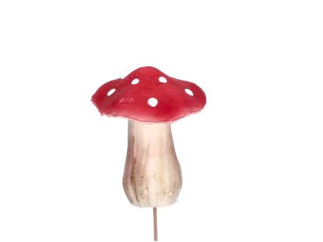 Fliegenpilz softfoam a Holzstick D9 H12 L22 (Stab 10cm)