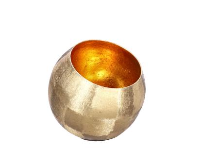 Windlicht Goldkugel Messing gebürstet  D16 H15cm