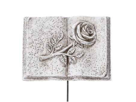 Buch m Rose a Draht silberfinish   B9,5 H7 (Draht 15cm)