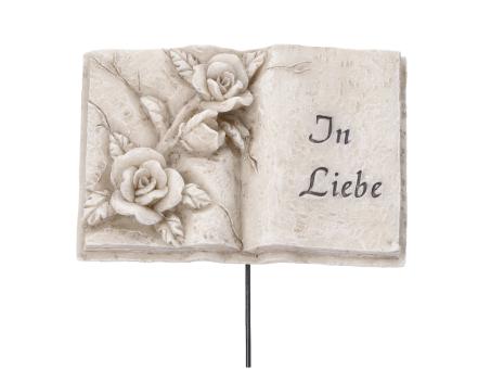 Buch m Rose Spruch "In Liebe" a Draht   B9,5 H6,5 (Draht 15cm)