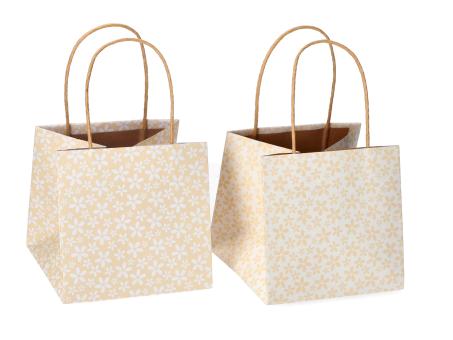 Pflanztasche Papier Blüte m Henkel 2Mod innen foliert  D14 H13,5cm