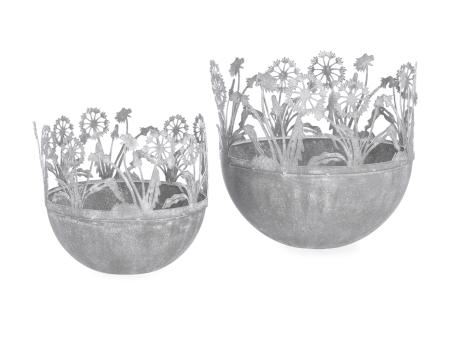 Windlicht Kugel Blech Set2 Motiv Wiese Pusteblumen D11/14,5 H12/15cm