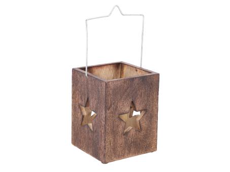 Windlicht Holz Mangowood Auschnitt Stern x4 B14 H18,5cm