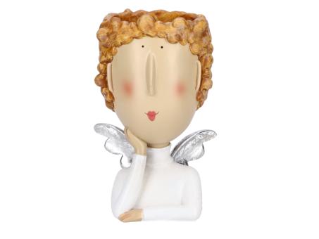 Planzkopf Engel Cartoon Polyresin B14,5 T11,5 H23cm