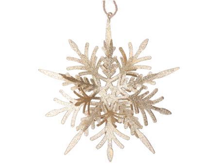 Schneeflocke Blech Glitter z Hängen D15 T4,5cm