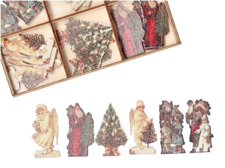 Streusortiment Nostalgie 6Bildmotive Weihnacht Holzbox 24ST   B2 H4cm Box B15 L11 H2,3cm
