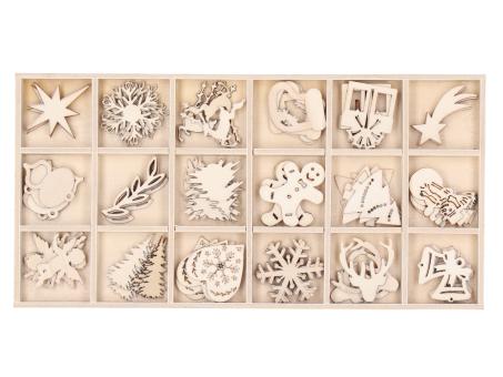 Streusortiment Holz 18Mod Wintermotive in Holzbox 45St D2-3cm