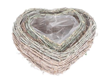 Pflanzherz Curly RattanSet2 (Innenfolie) L(27*29)12D25 S(21*20)10D20cm