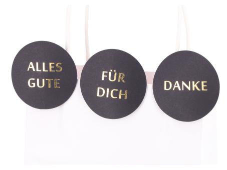 Label a Holzklammer bedruckt 3 Sprüche "DANKE", "ALLES GUTE", "FÜR DICH" 48Stück/Set  D6cm